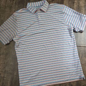 PETER MILLAR Striped Polo Golf Shirt Sz M